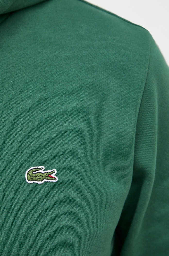 Lacoste pulover s kapuco bombažen SH9623 zelena
