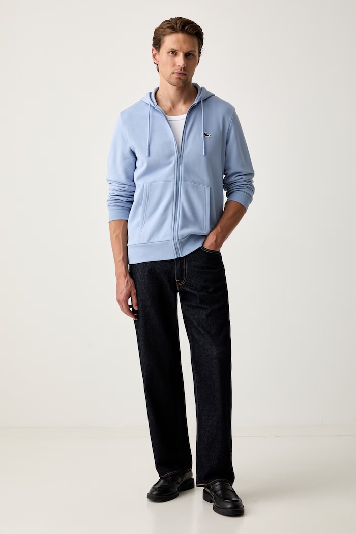 Lacoste bluza z kapturem męska z bawełną SH9626 niebieski SS26