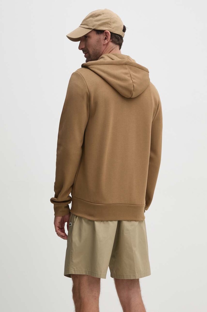 Odzież Lacoste bluza z kapturem męska z bawełną SH9626 brązowy
