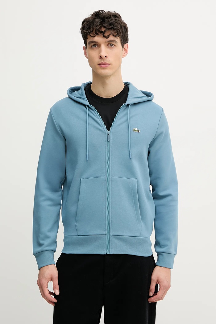 Lacoste Hanorac cu glugă pentru bărbați cu bumbac albastru SH9626