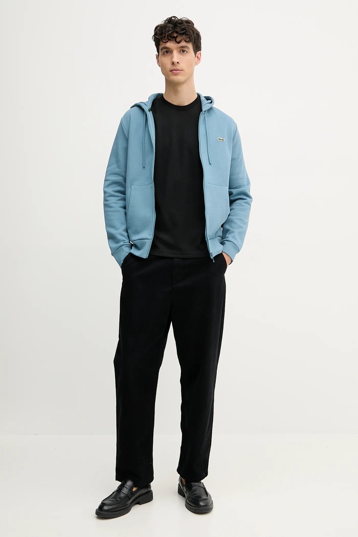 Lacoste Hanorac cu glugă pentru bărbați cu bumbac SH9626 albastru SS26