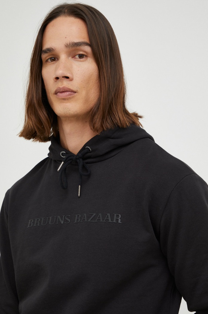 Bruuns Bazaar bluza bawełniana czarny BBM1278