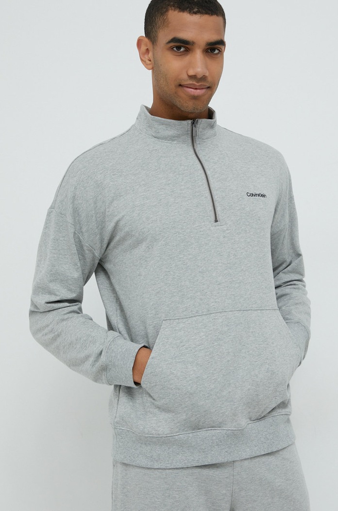 Pyžamová mikina Calvin Klein Underwear vrchní šedá 000NM2299E.9BYY