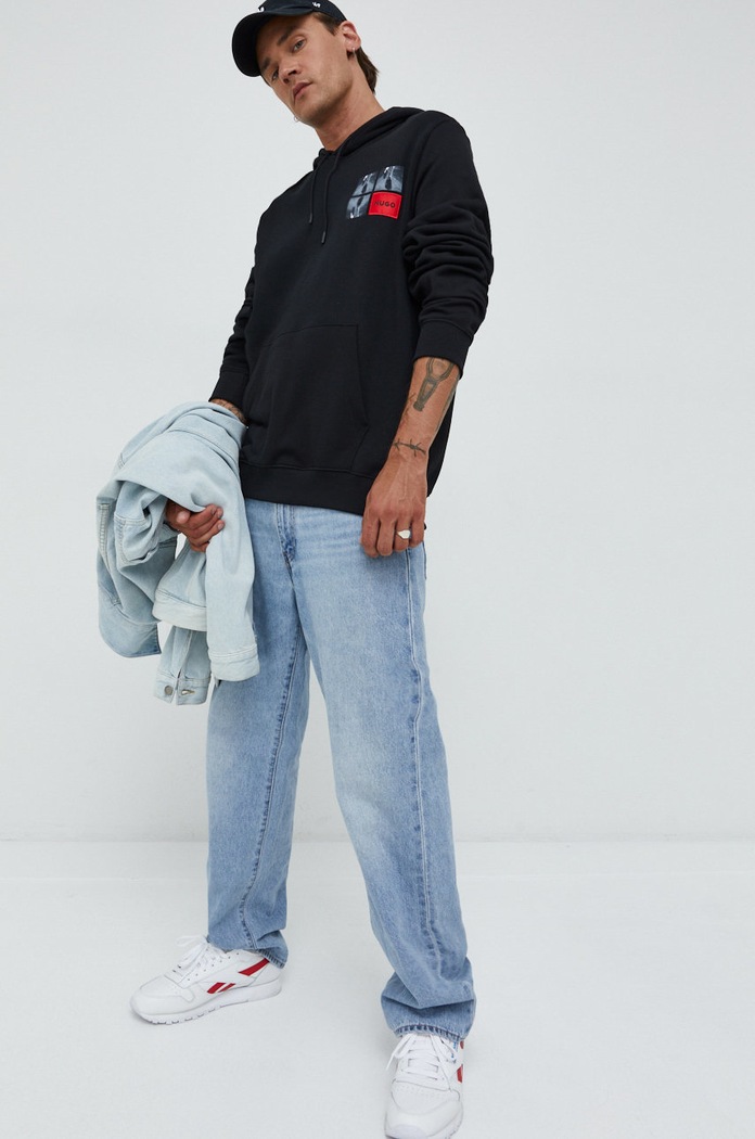 HUGO bluza bawełniana 50477613 czarny SS23