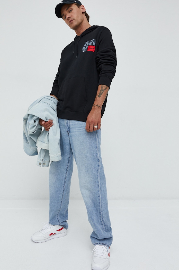 HUGO bluza bawełniana 50477613 czarny SS23