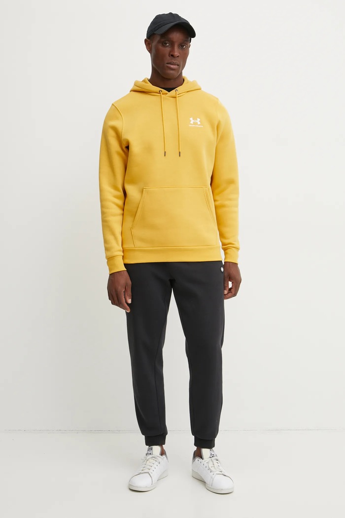 Under Armour mikina s kapucí pánská s bavlnou Essential Fleece 1373880 žlutá SS26