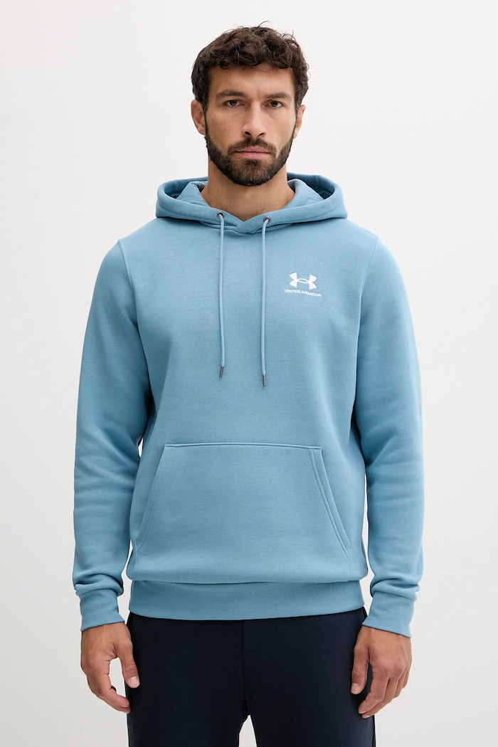 Under Armour mikina s kapucňou pánska s bavlnou Essential Fleece modrá 1373880