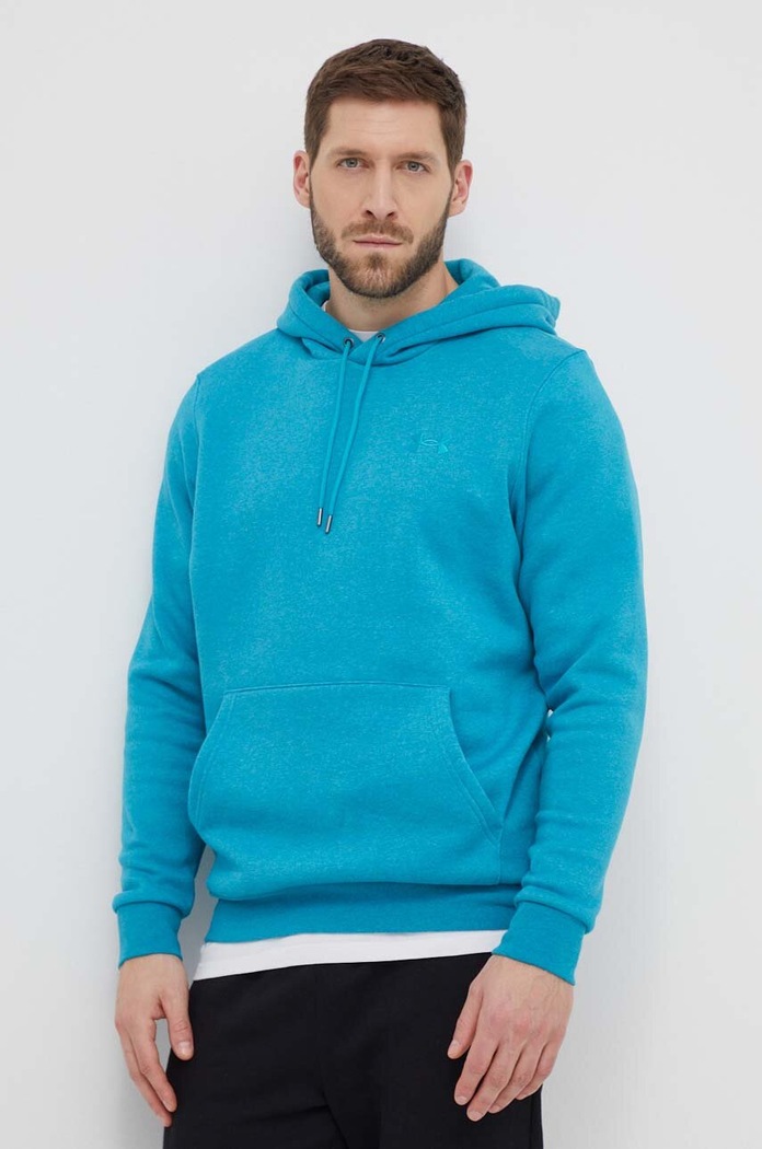 Under Armour mikina s kapucí pánská s bavlnou Essential Fleece s kapucí tyrkysová 1373880
