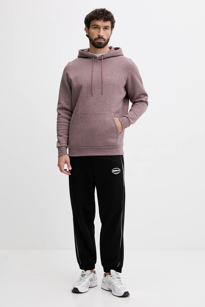 Under Armour hanorac cu glugă bărbătesc cu bumbac Essential Fleece 1373880 burgundia SS26