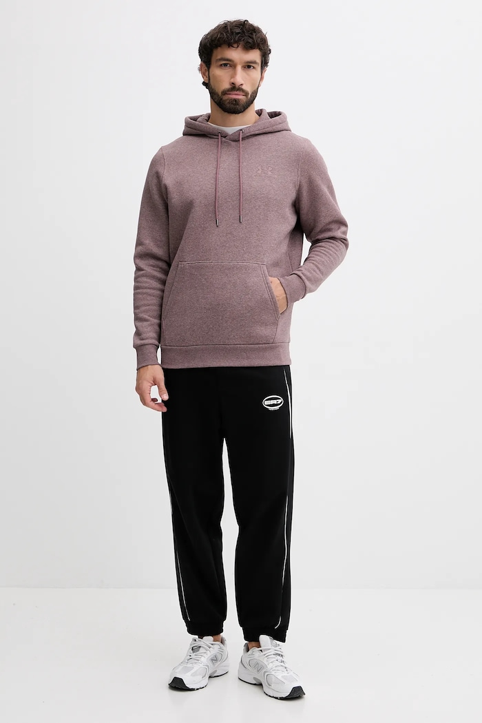 Under Armour hanorac cu glugă bărbătesc cu bumbac Essential Fleece 1373880 burgundia SS26