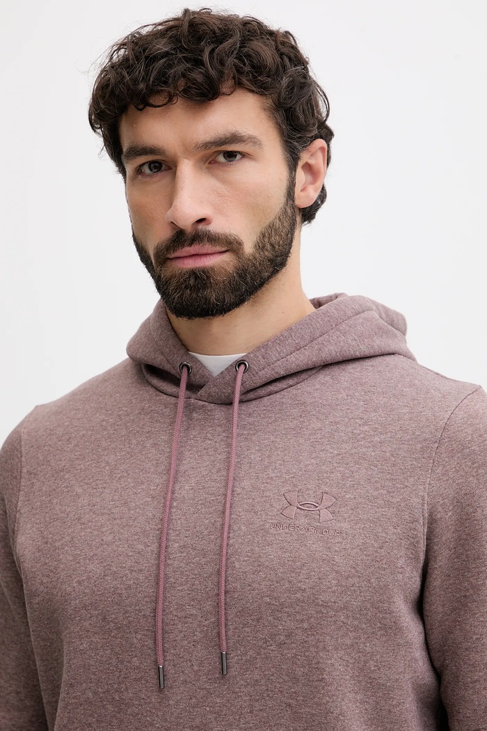 Under Armour hanorac cu glugă bărbătesc cu bumbac Essential Fleece burgundia 1373880