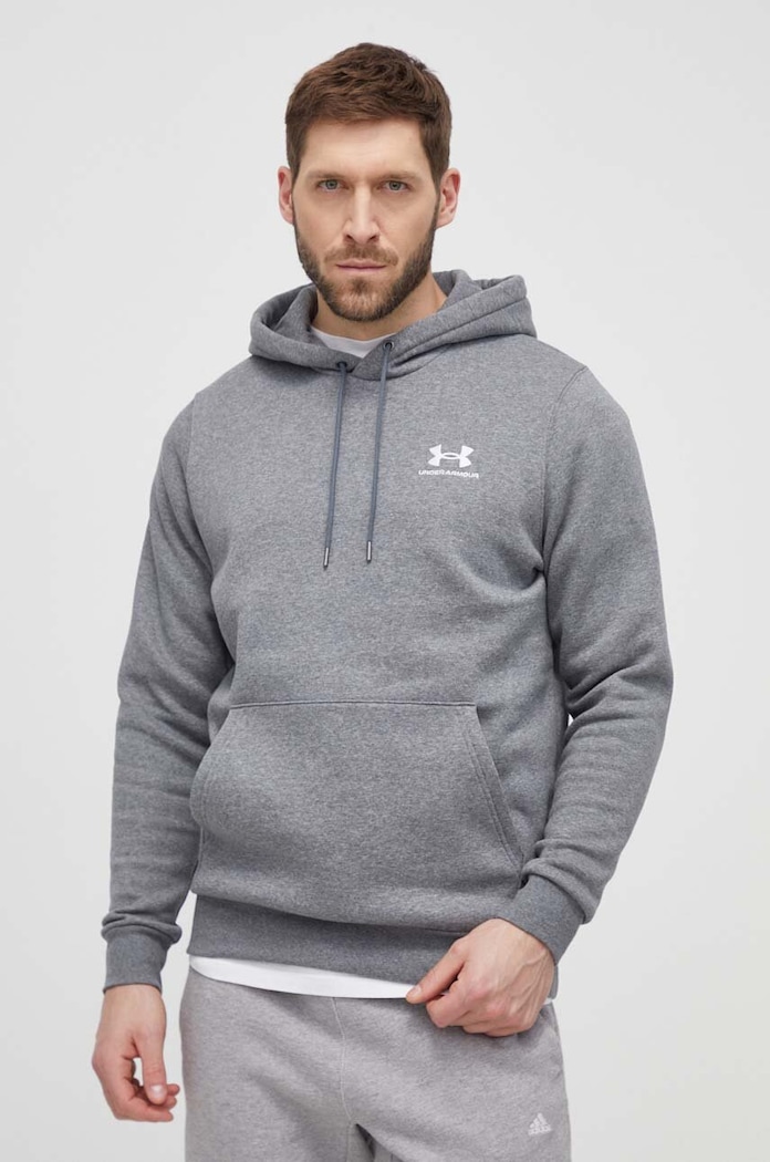 Under Armour mikina s kapucí pánská s bavlnou Essential Fleece 1373880 šedá SS26