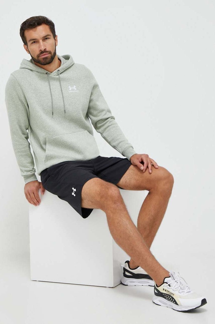 Under Armour mikina s kapucňou pánska s bavlnou Essential Fleece 1373880 zelená SS26
