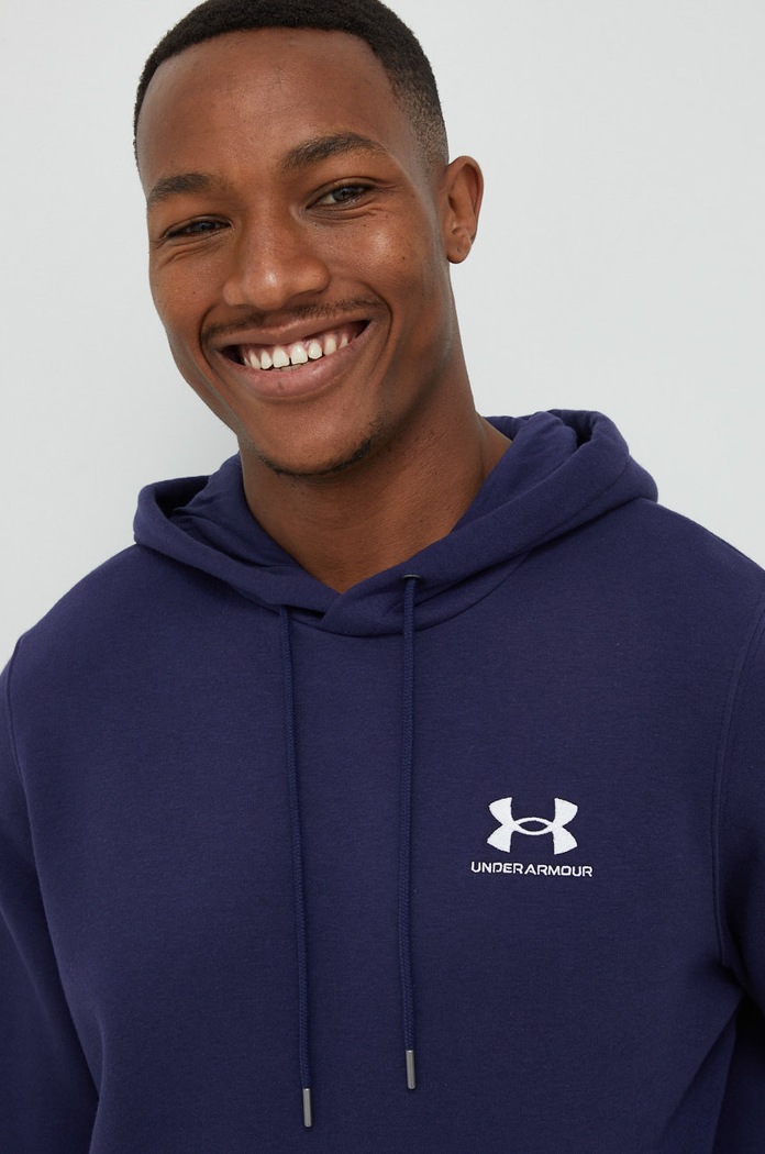 Under Armour mikina s kapucí pánská s bavlnou Essential Fleece námořnická modř 1373880