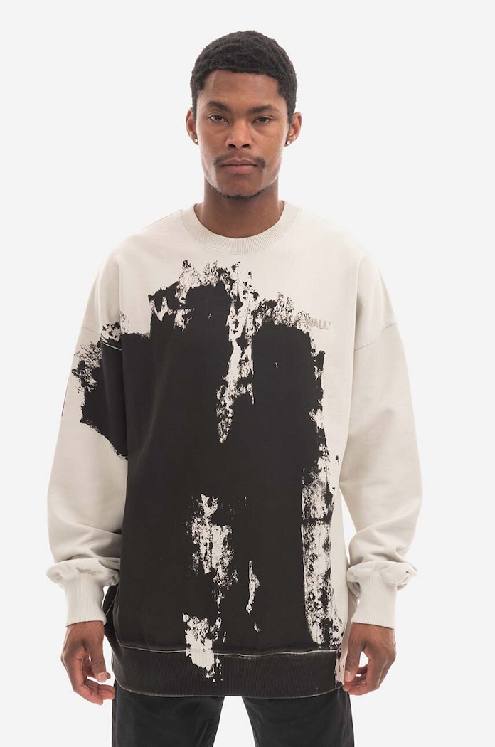 A-COLD-WALL* hanorac de bumbac Relaxed Crewneck cu modele negru ACWMW087