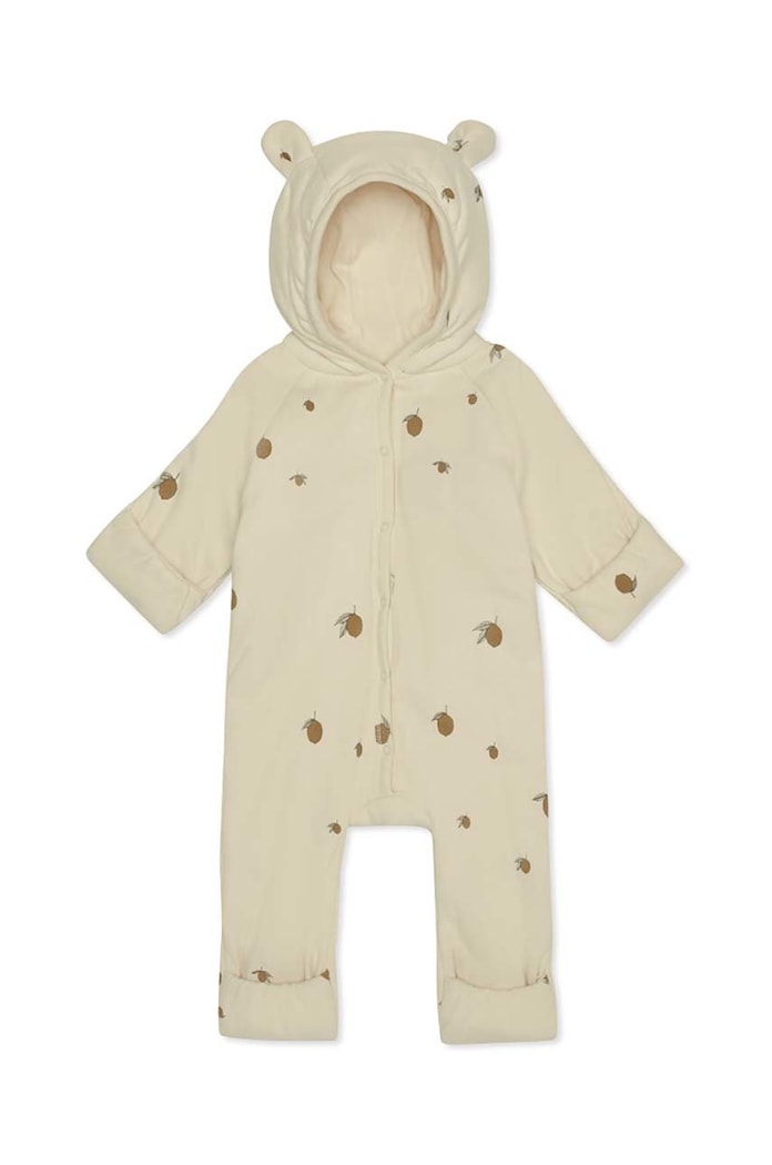 Detské bavlnené dupačky Konges Sløjd NEWBORN ONESIE WITH HOOD KS2601 béžová AA00