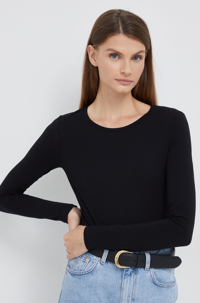 Μακρυμάνικο United Colors of Benetton με ελαστάν μαύρο 3ZQM3M858
