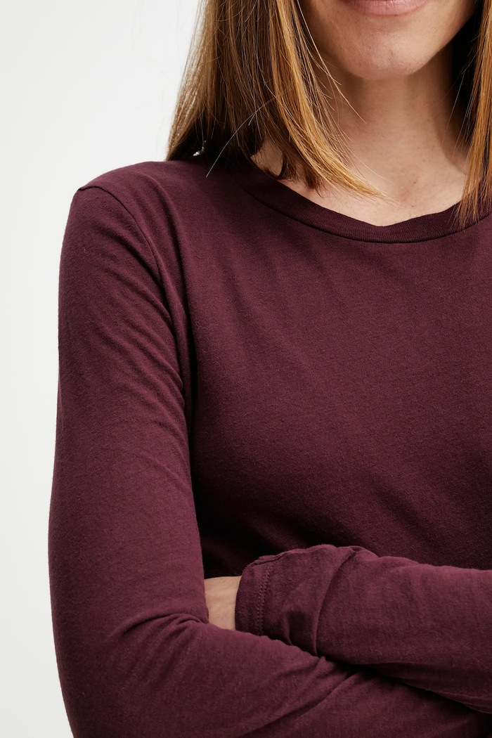 Longsleeve din bumbac American Vintage burgundia GAMI28