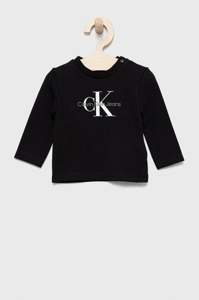 Otroški longsleeve Calvin Klein Jeans Z elastanom črna IN0IN00005.9BYY