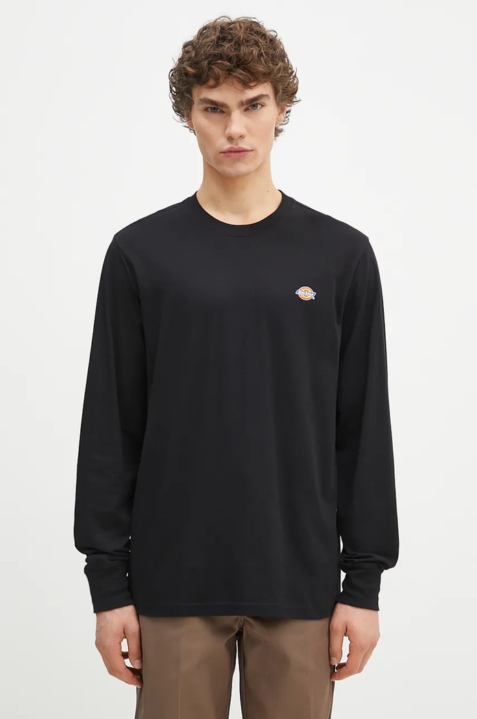 Bavlněné tričko s dlouhým rukávem Dickies regular černá DK0A4Y4RBLK1