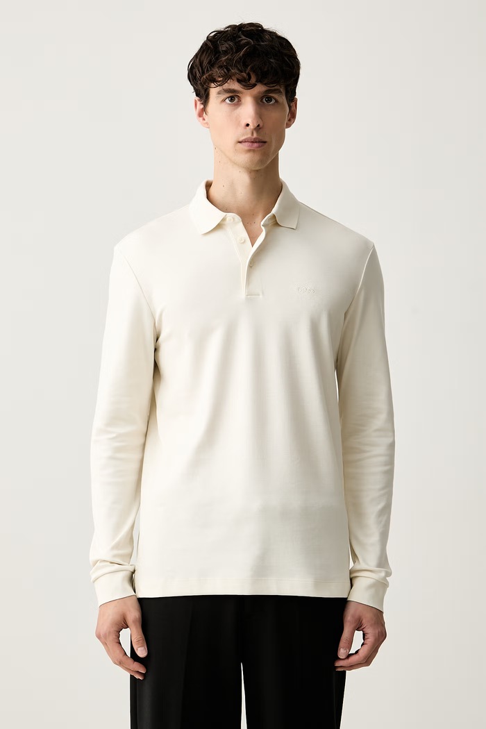 BOSS polo tricotat pentru bărbați din bumbac Pado 30 bej 50468392