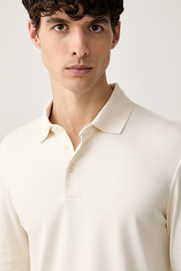BOSS polo tricotat pentru bărbați din bumbac Pado 30 bej 50468392