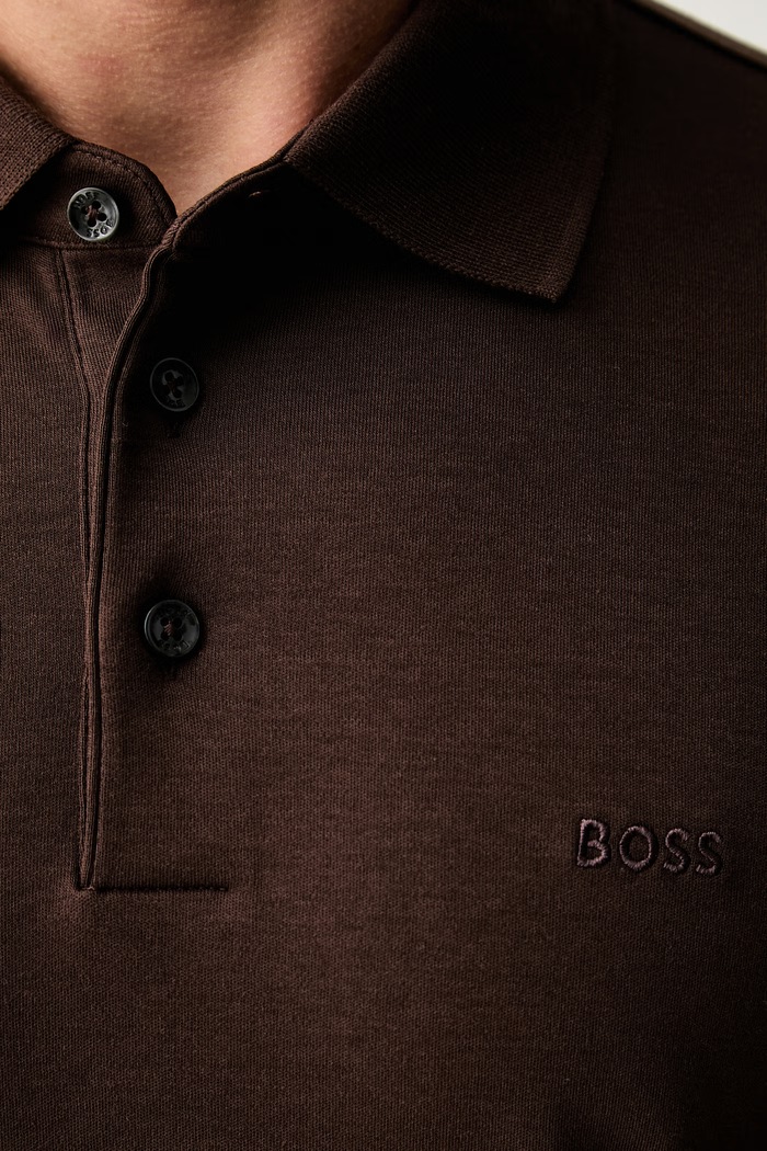 BOSS polo swetrowe męskie bawełniane Pado 30 50468392 brązowy