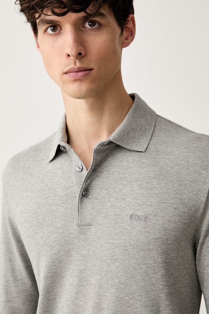 BOSS polo swetrowe męskie bawełniane Pado 30 szary 50468392