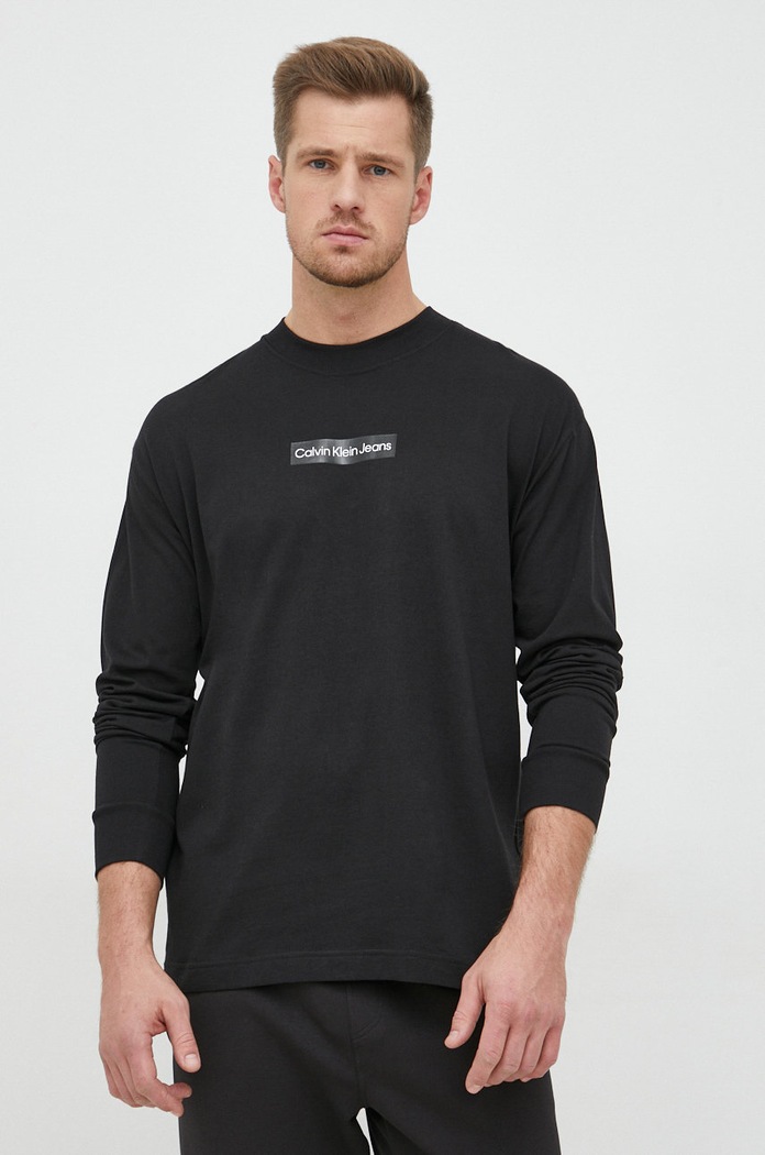 Ρούχα Βαμβακερή μπλούζα με μακριά μανίκια Calvin Klein Jeans J30J321718.9BYY μαύρο