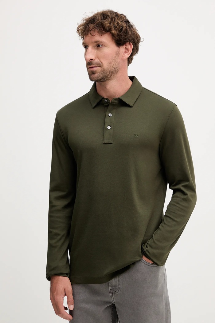 Michael Kors Longsleeve pentru bărbați din bumbac verde CF150CFC93