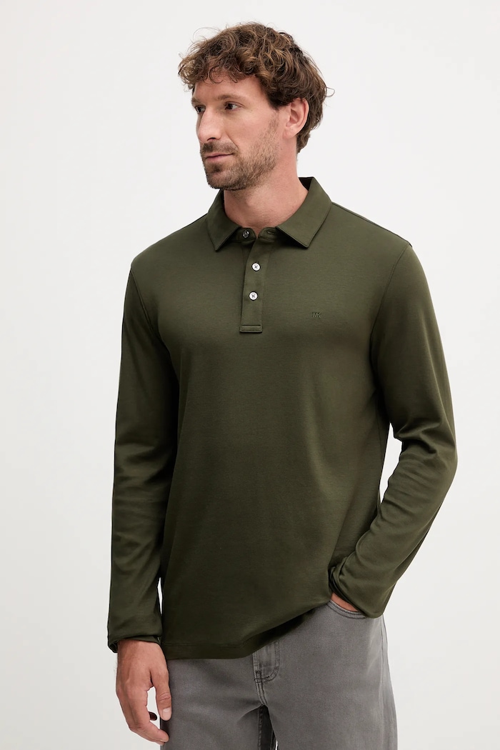 Michael Kors Longsleeve pentru bărbați din bumbac verde CF150CFC93