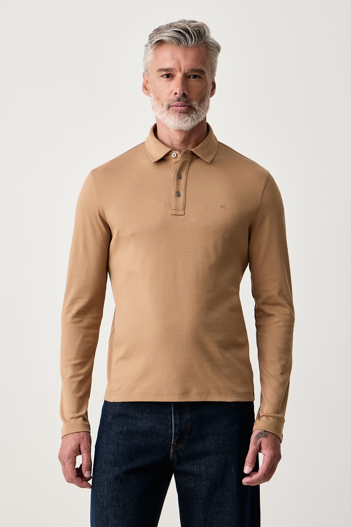 Michael Kors Longsleeve męski bawełniany brązowy CF150CFC93