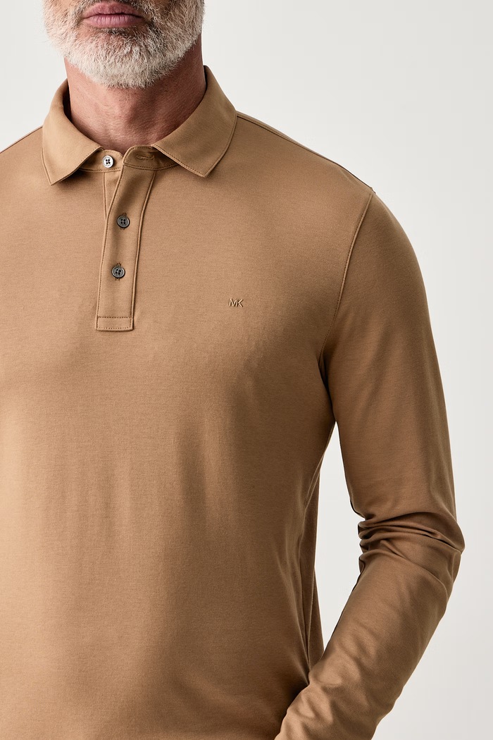 Longsleeve męski bawełniany Michael Kors CF150CFC93 brązowy