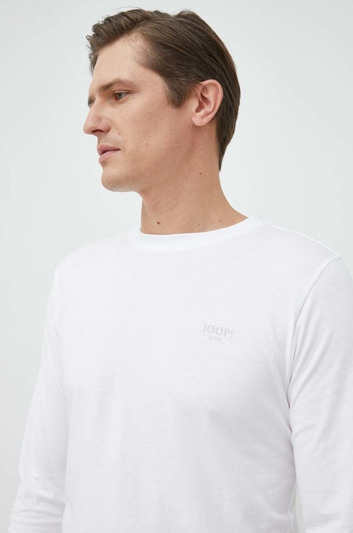 Памучна блуза с дълги ръкави Joop! стандартна бял 30033284