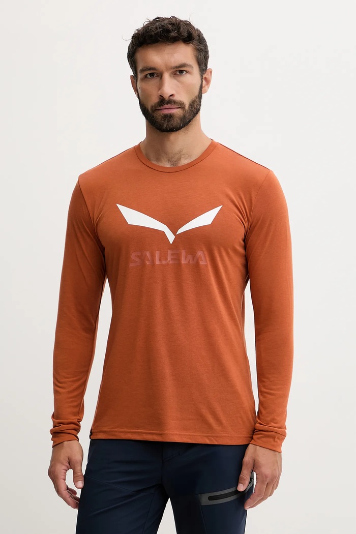 Salewa longsleeve sport Solidlogo print portocaliu 00.0000027340