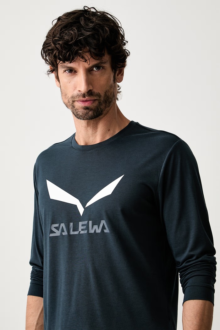 Salewa majica dugih rukava za trening za muškarce Solidlogo Dry mornarsko plava 00.0000027340