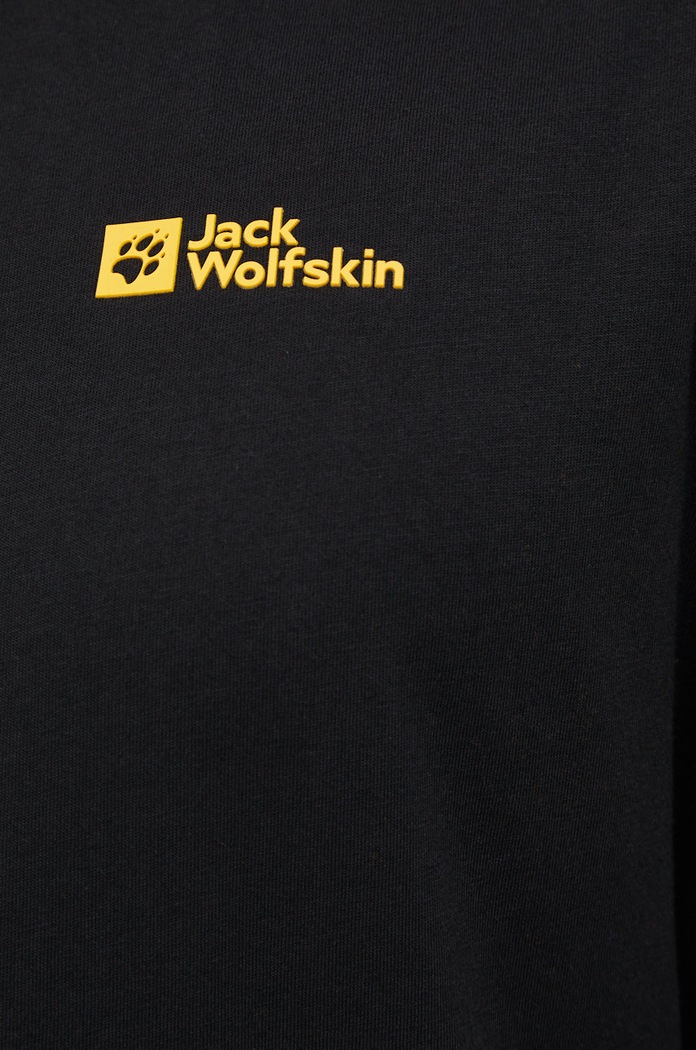 Βαμβακερή μπλούζα με μακριά μανίκια Jack Wolfskin Essential 1808821 μαύρο