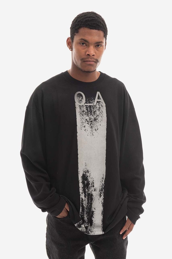 Bavlněné tričko s dlouhým rukávem A-COLD-WALL* Plaster Longsleeve T-shirt ACWMTS094 BLACK kulatý černá ACWMTS094