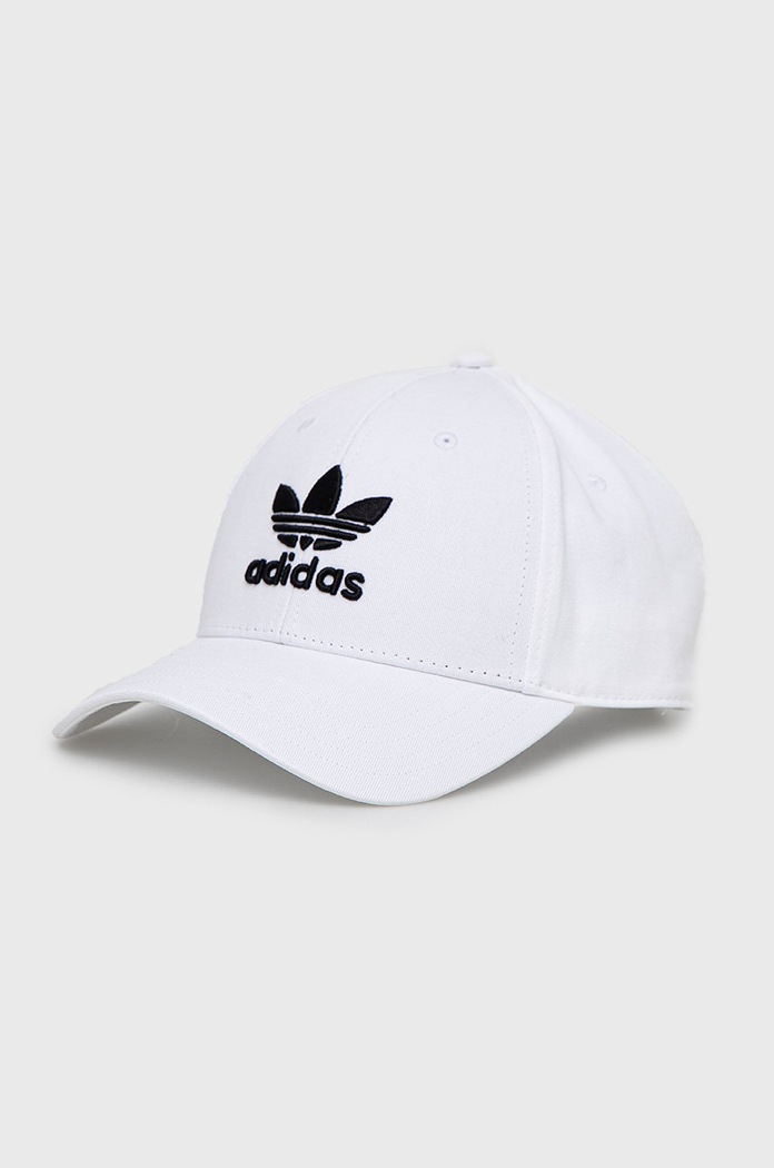 Памучна шапка с козирка adidas Originals памук бял FJ2545