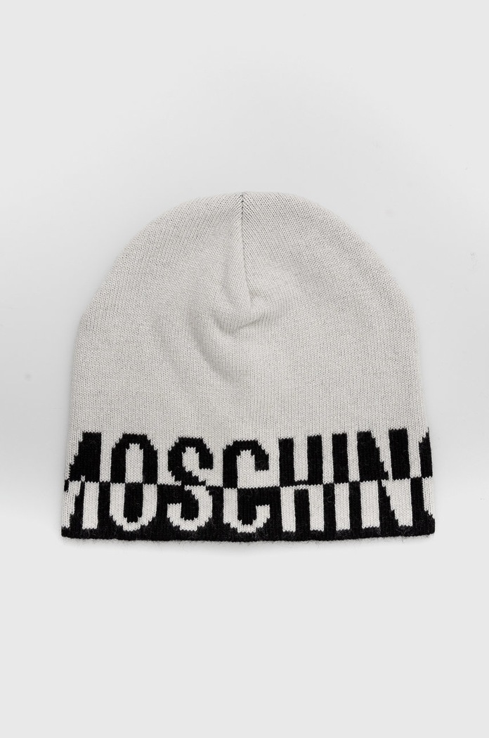 Moschino czapka z domieszką wełny z domieszką wełny biały M2788.65332