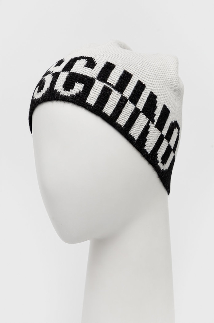 Moschino czapka z domieszką wełny M2788.65332 biały AW23