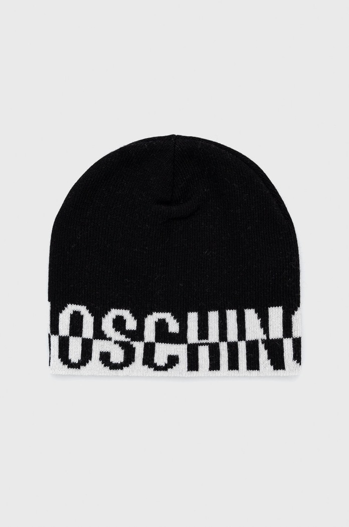 Moschino czapka z domieszką wełny z domieszką wełny czarny M2788.65332