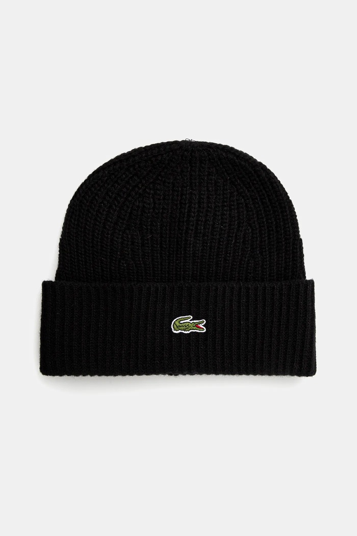 Vlněná čepice Lacoste vlna černá RB9883