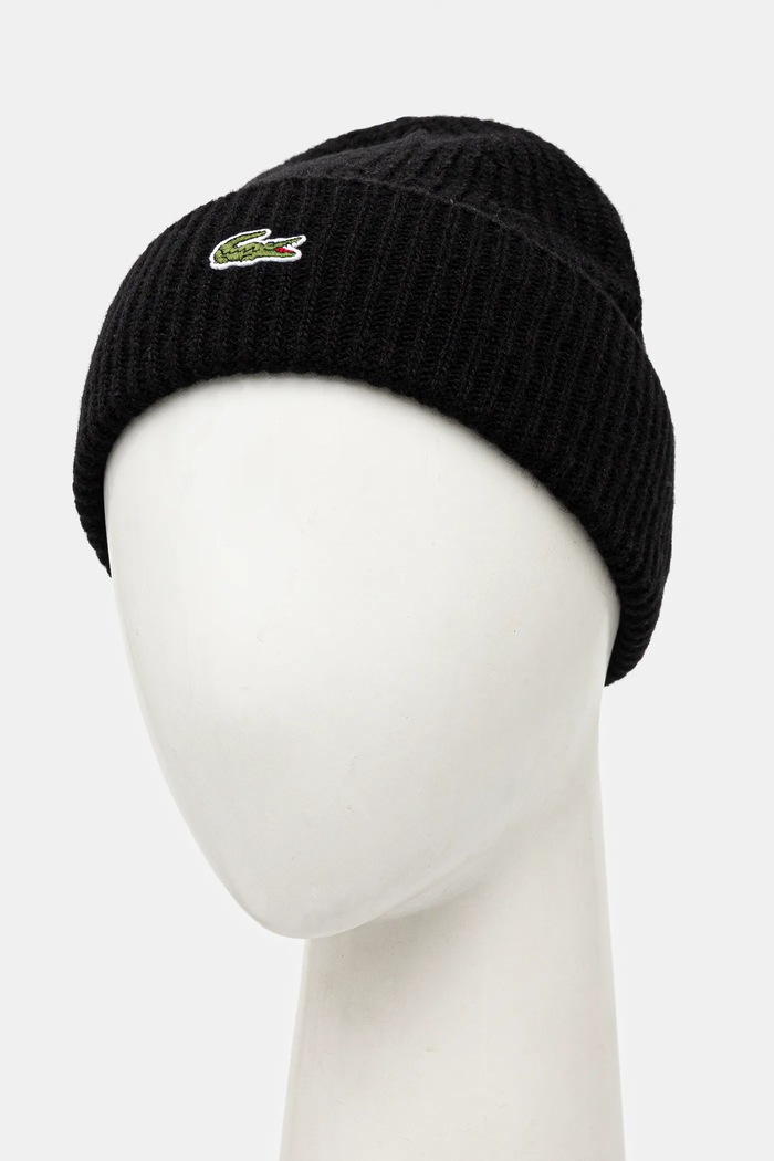Vlněná čepice Lacoste RB9883 černá AW25