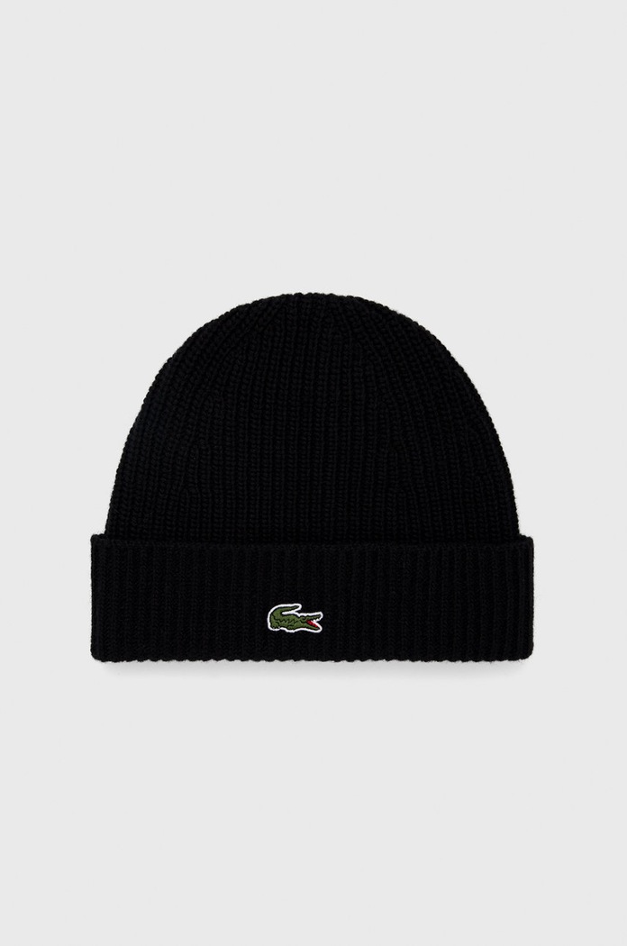 Μάλλινο σκουφί Lacoste μαλλί μαύρο RB9883