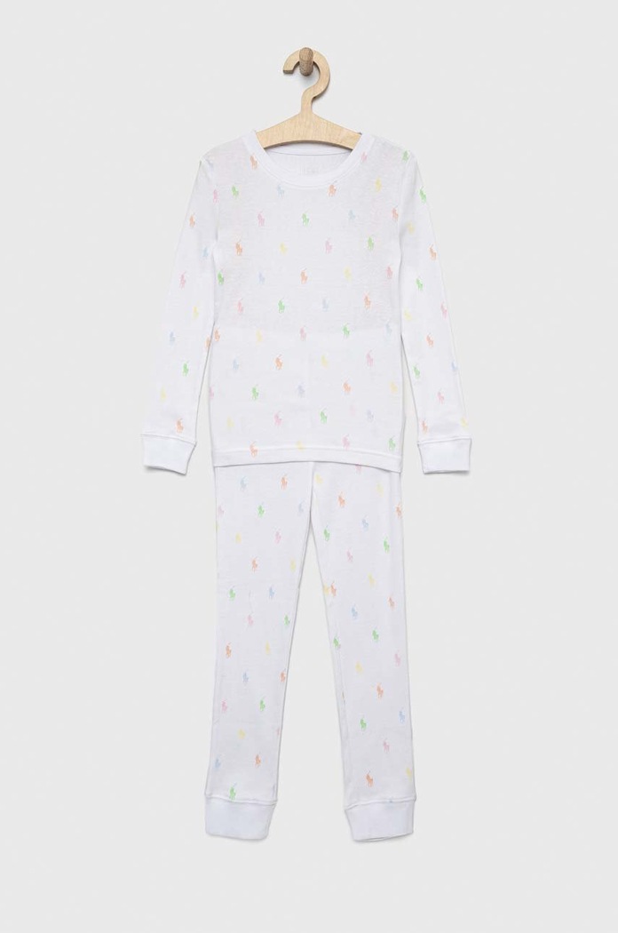 Памучна пижама Polo Ralph Lauren комплект бял 4P0035