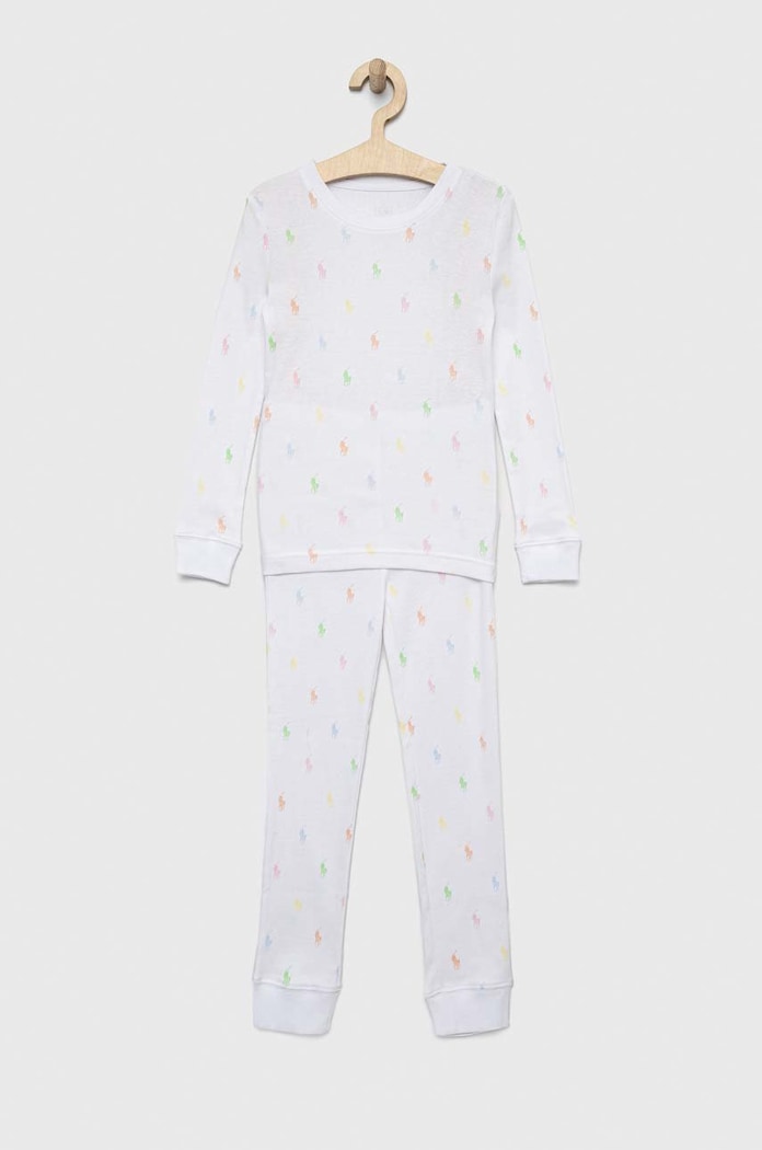 Памучна пижама Polo Ralph Lauren комплект бял 4P0035