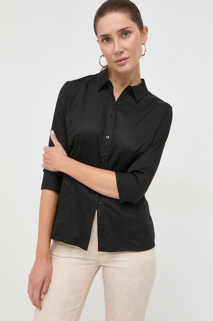 Риза Guess CATE вталена черен W2YH41.WAF10