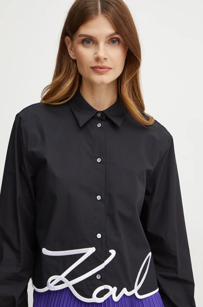 Karl Lagerfeld koszula bawełniana czarny 226W1605