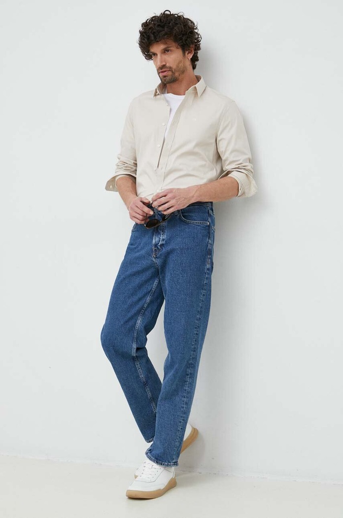 Ρούχα Πουκάμισο Calvin Klein K10K110856.9BYY μπεζ